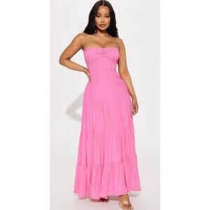 FASHION NOVA JULIETTE TUBE MAXI DRESS-pink-size Medium